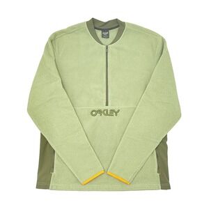 Oakley Men's Fluffy Fleece Half Zip Pullover Jacket XL Washed Army Green Custom